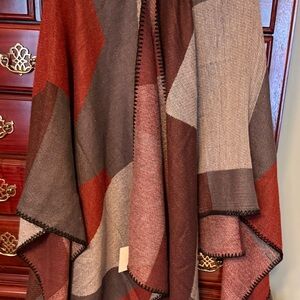 Rust Red and Chocolate Brown Wool Blend Capes